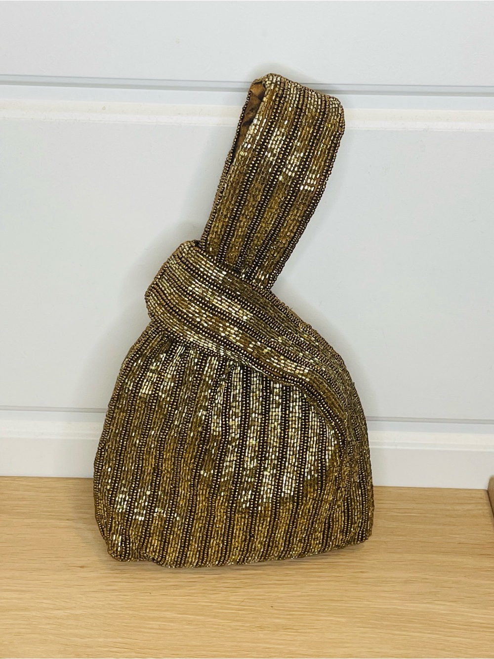 NWT Gold Beaded Wristlet Knot Bag - Women
